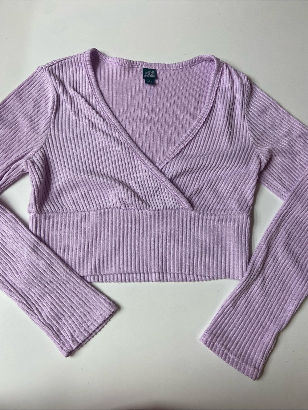 Wild Fable Purple Wrap Long-Sleeve Crop Top good condition young adult size M